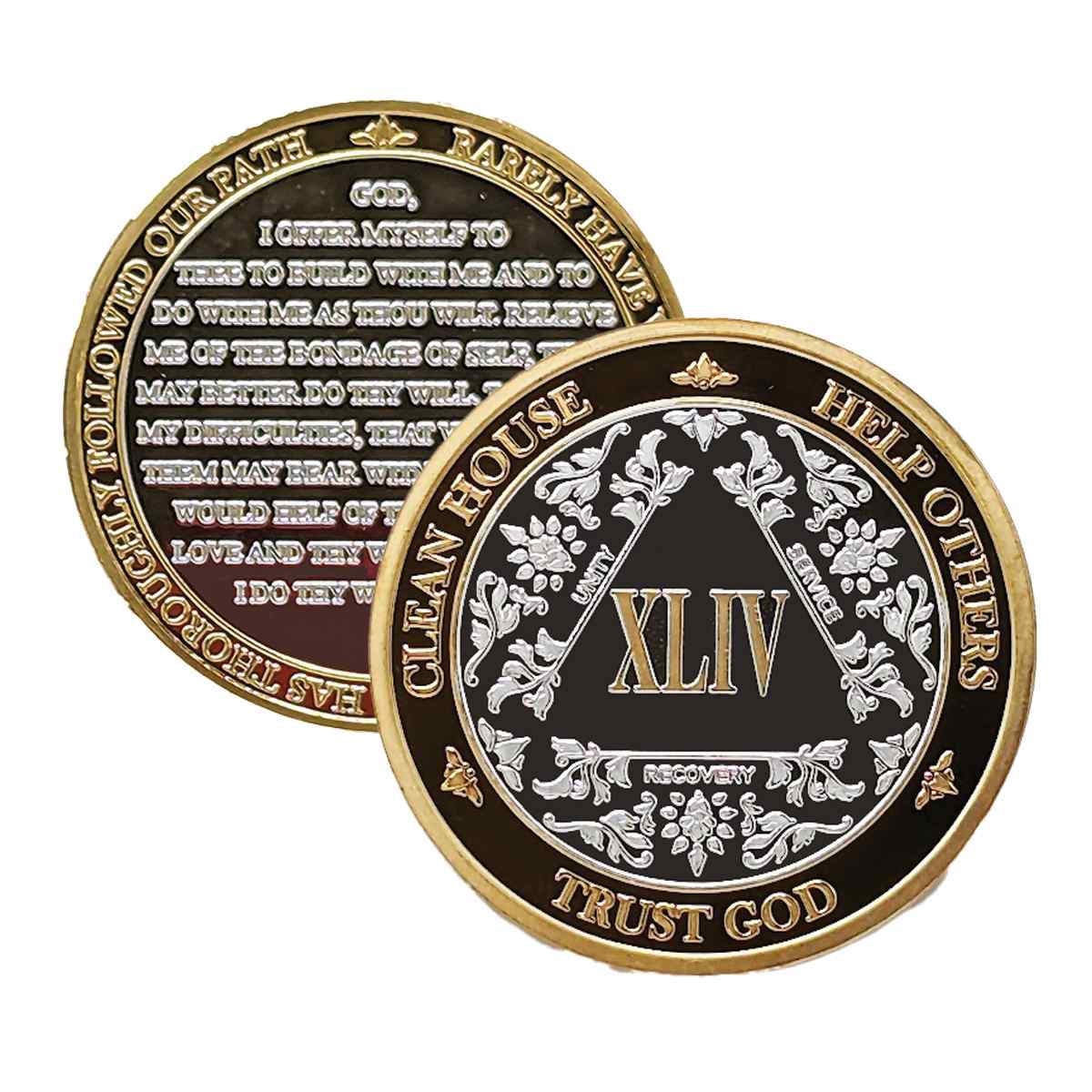 Silver & Gold AA Coin 1-60yrs Sobriety Chip