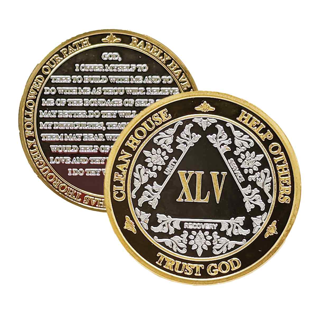 Silver & Gold AA Coin 1-60yrs Sobriety Chip