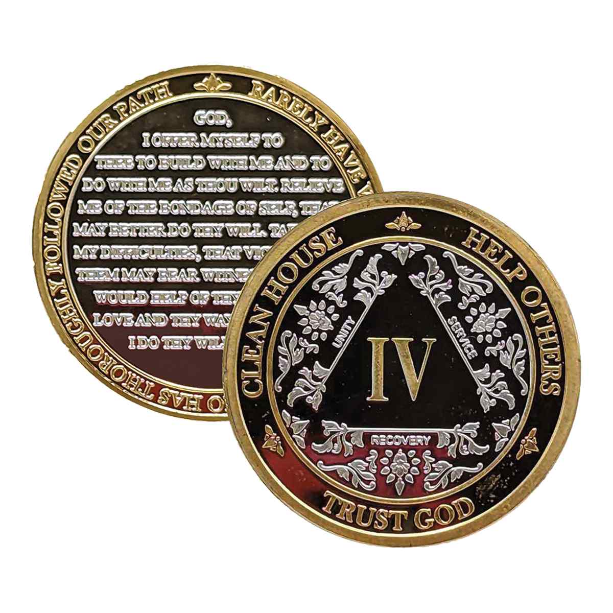 Silver & Gold AA Coin 1-60yrs Sobriety Chip