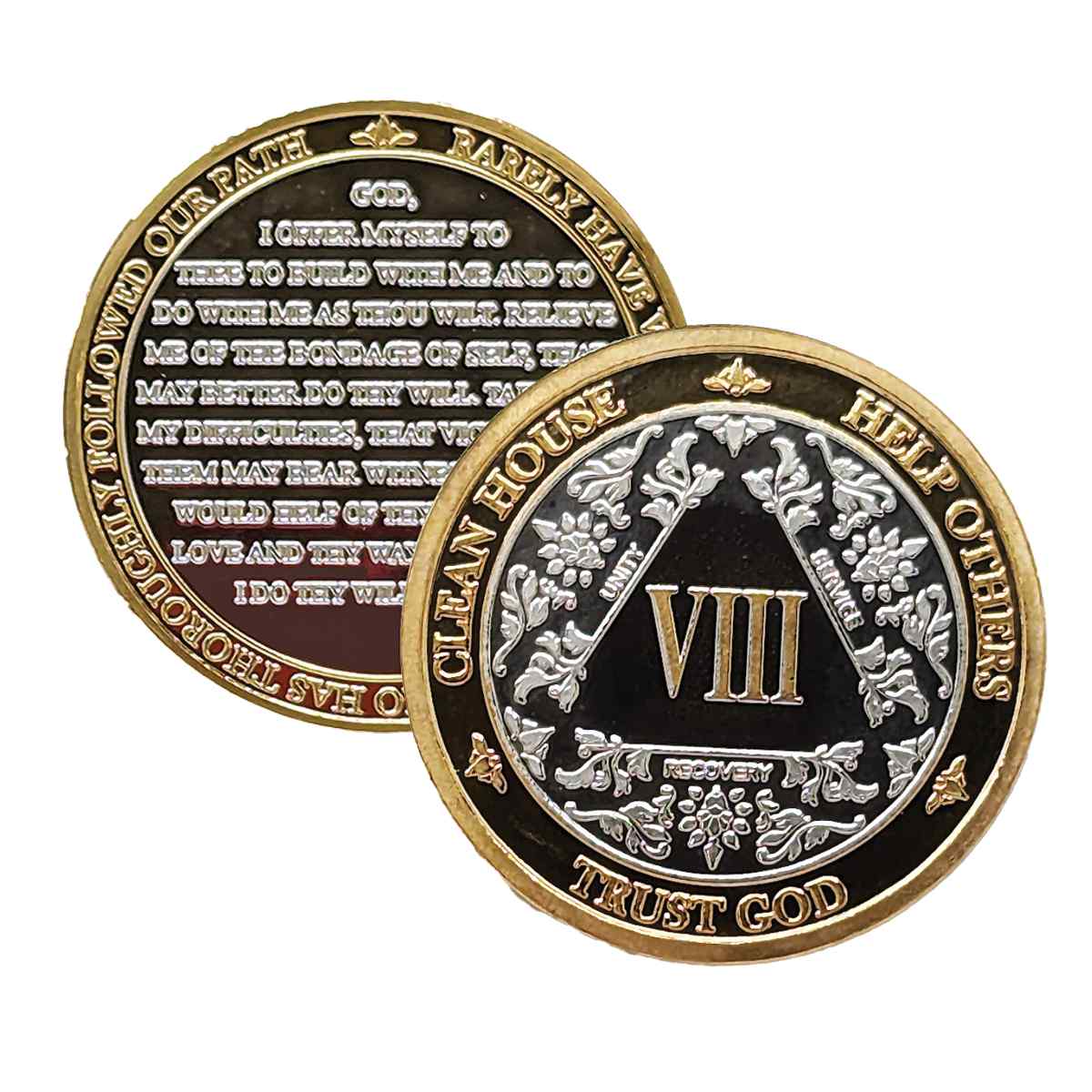 Silver & Gold AA Coin 1-60yrs Sobriety Chip