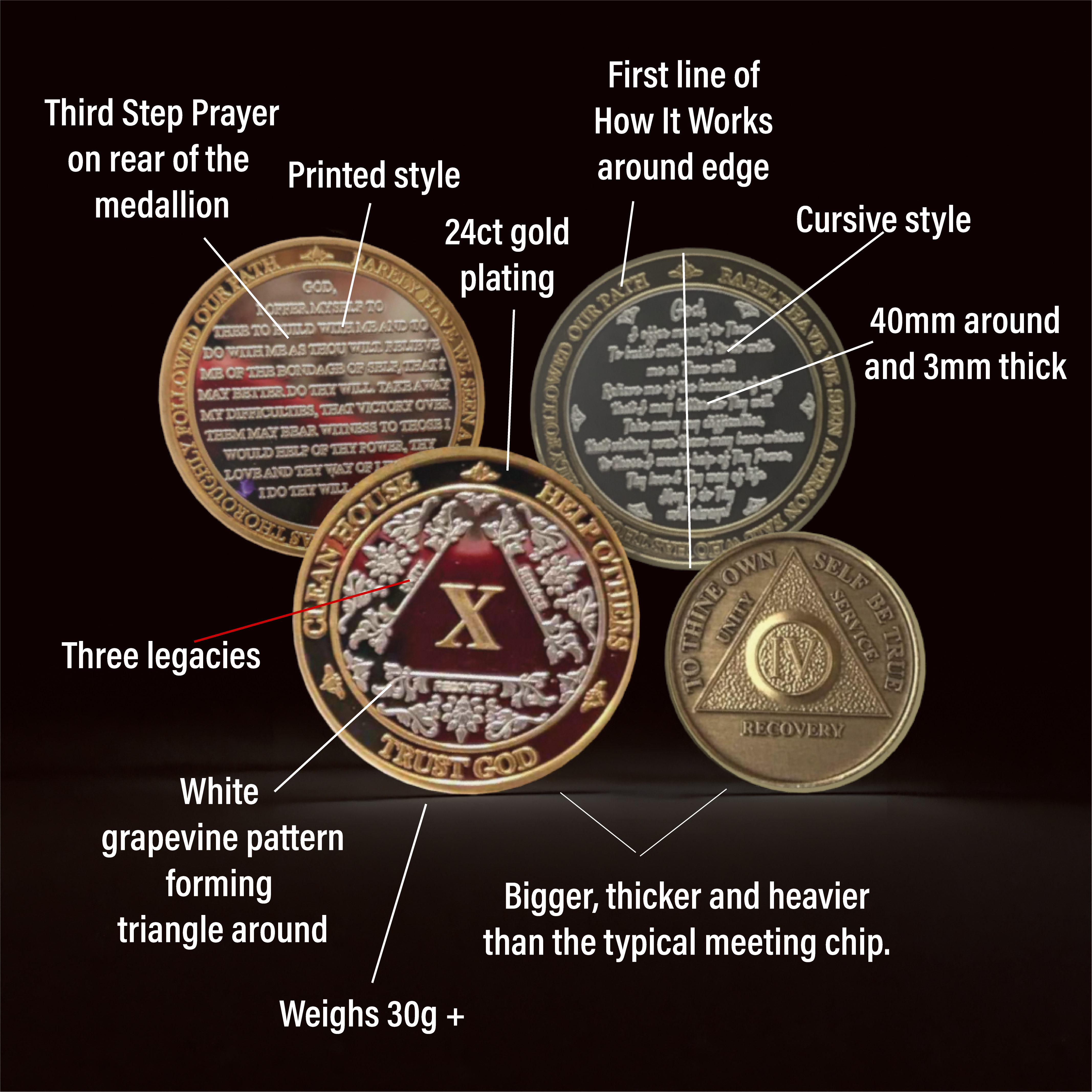 3-Pack AA Medallions: Select Your 3 Years, Silver & Gold Design