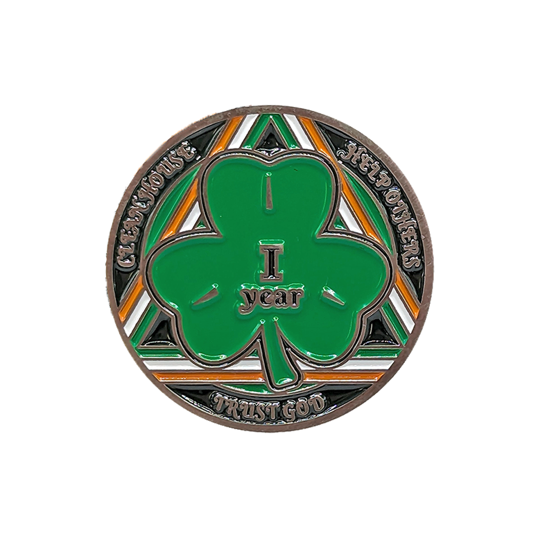 Irish Shamrock AA Coin 1-50yrs Sobriety Chip