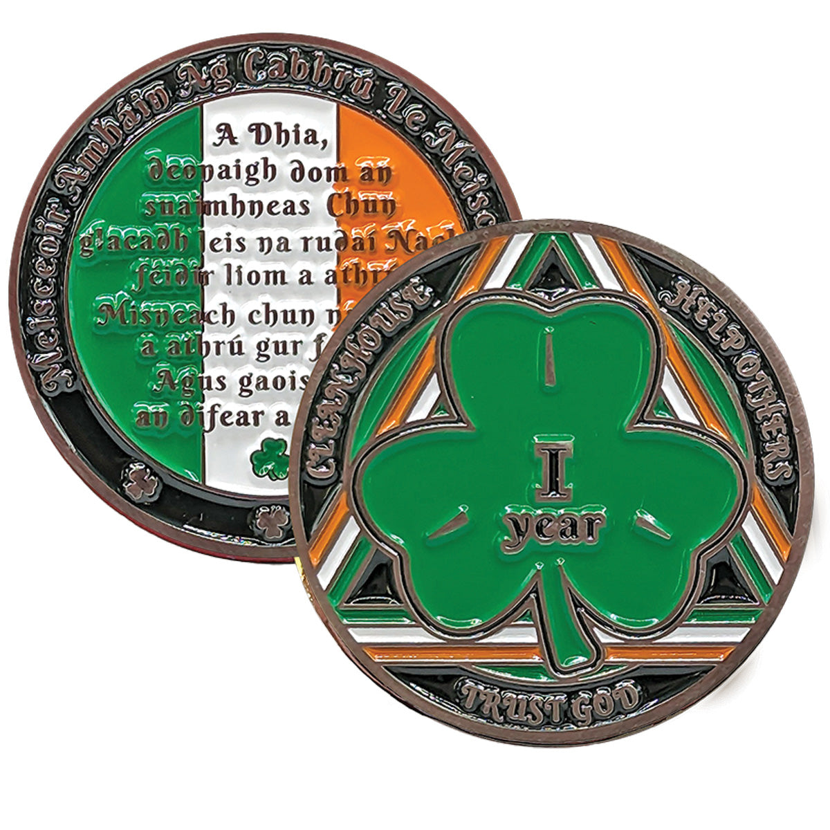 Irish Shamrock AA Coin 1-50yrs Sobriety Chip