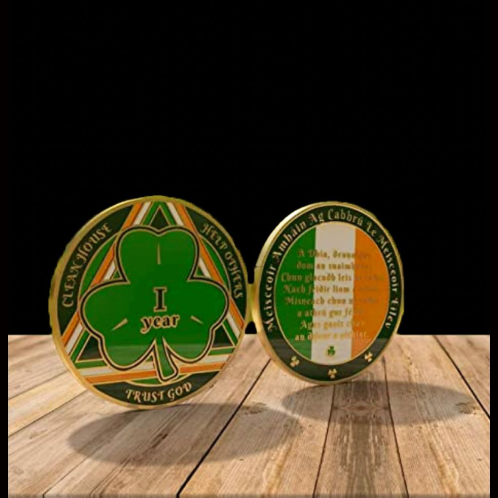 Irish Shamrock AA Coin 1-50yrs Sobriety Chip