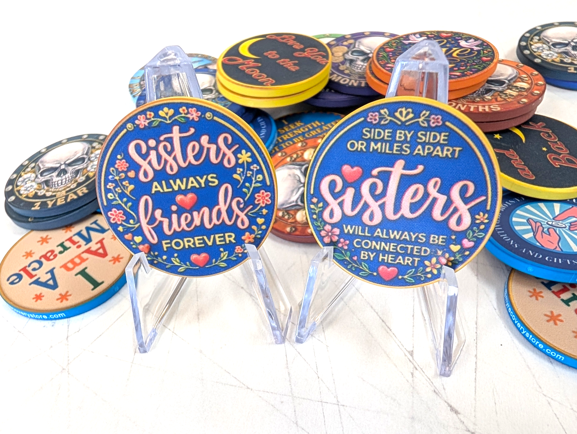 Sisters Always Friends Forever Poker Chip – Connected by Heart Gift