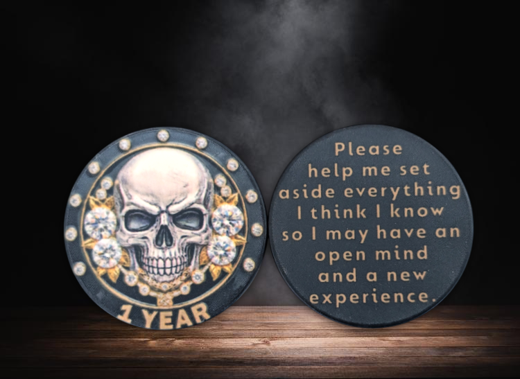 Custom Skeleton Recovery Poker Chips for Groups | Monthly Sobriety Milestones