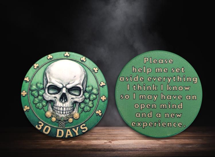 Custom Skeleton Recovery Poker Chips for Groups | Monthly Sobriety Milestones