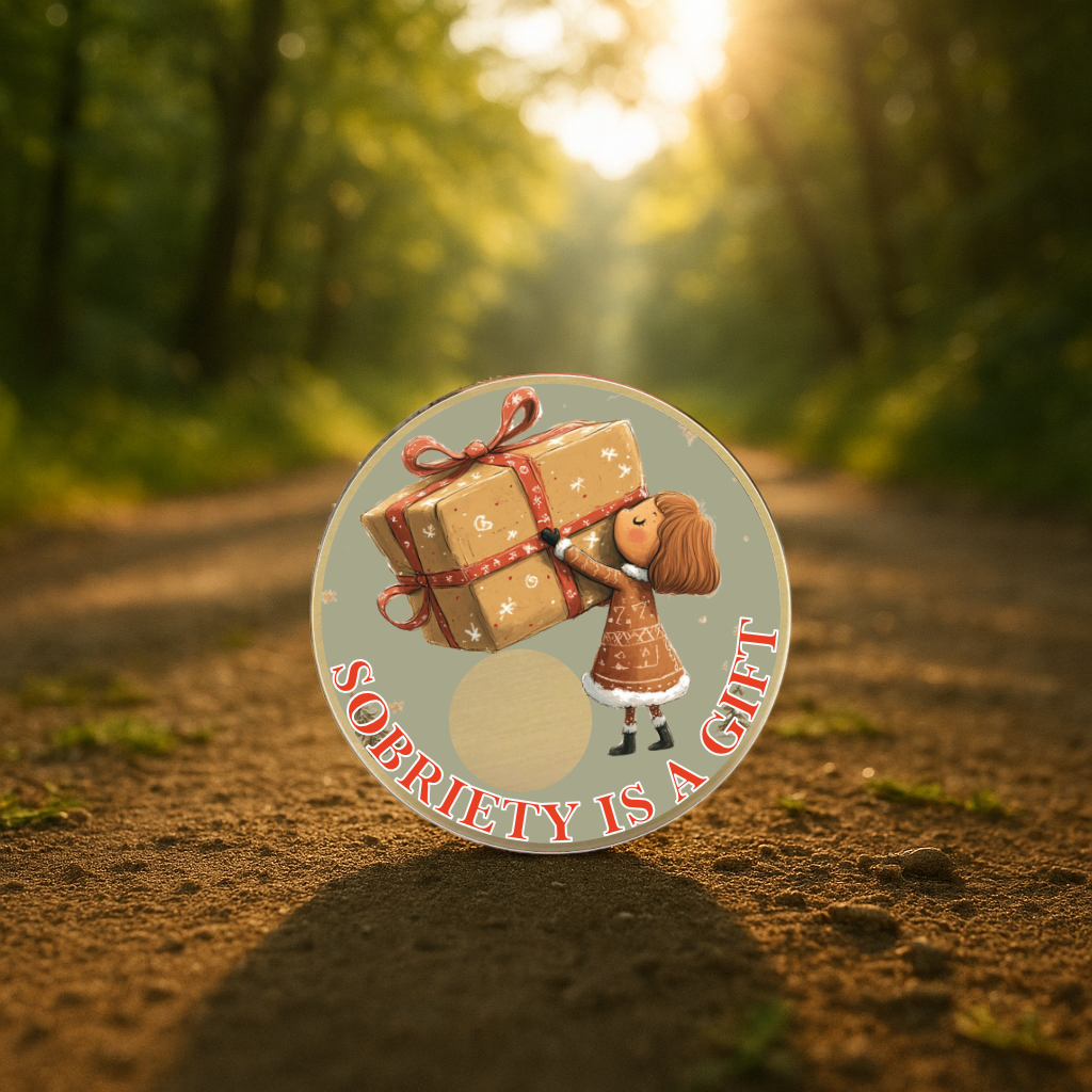 Sobriety Is a Gift Christmas Chip - Add Your Year