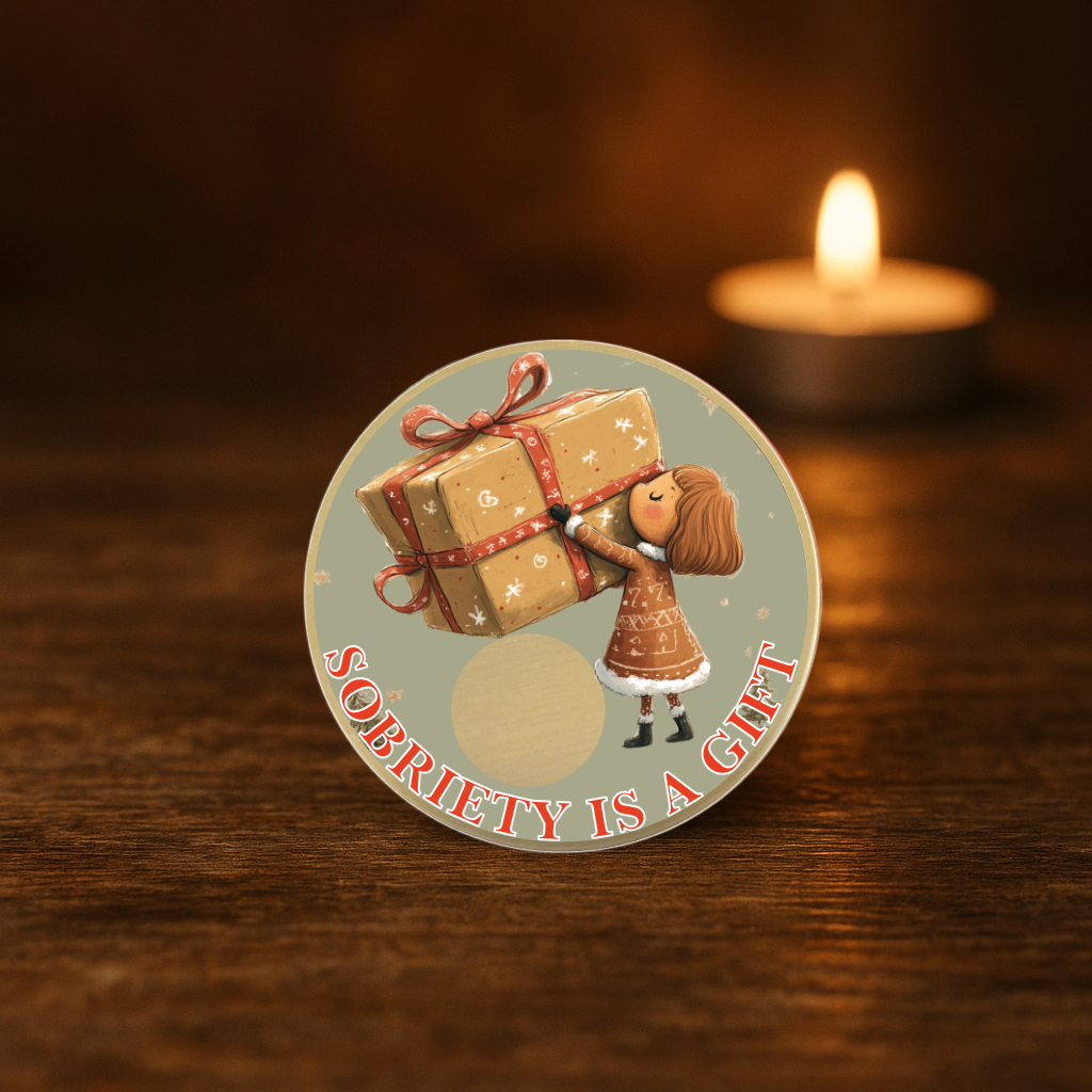 Sobriety Is a Gift Christmas Chip - Add Your Year
