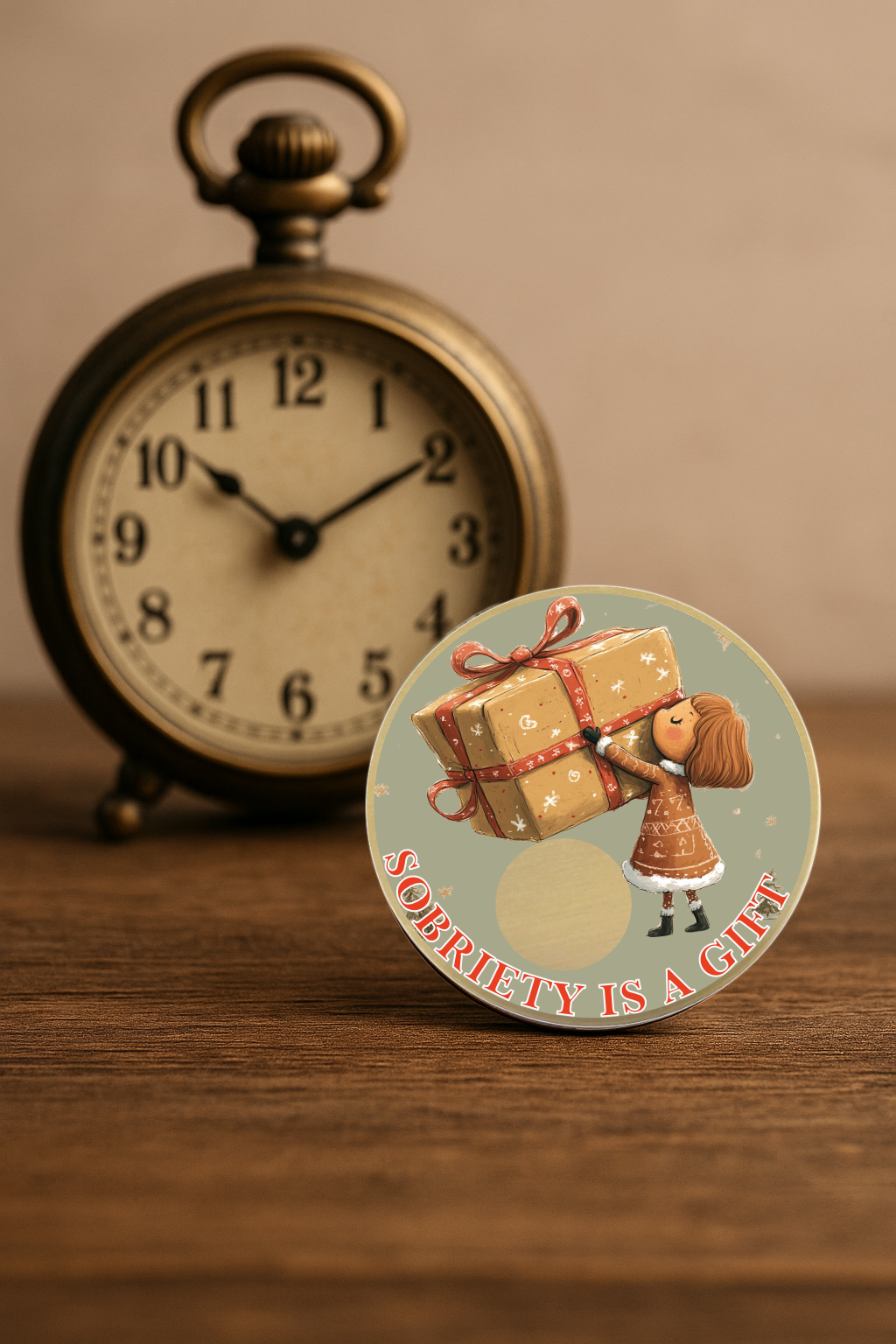 Sobriety Is a Gift Christmas Chip - Add Your Year