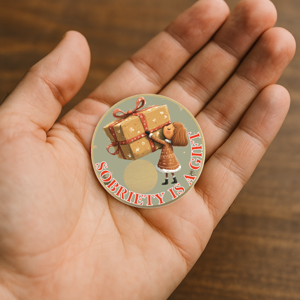 Sobriety Is a Gift Christmas Chip - Add Your Year