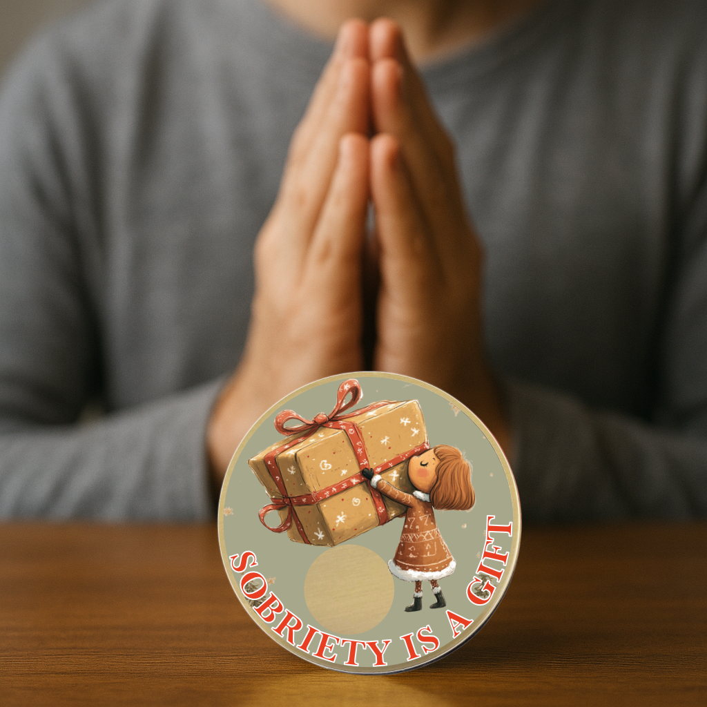 Sobriety Is a Gift Christmas Chip - Add Your Year