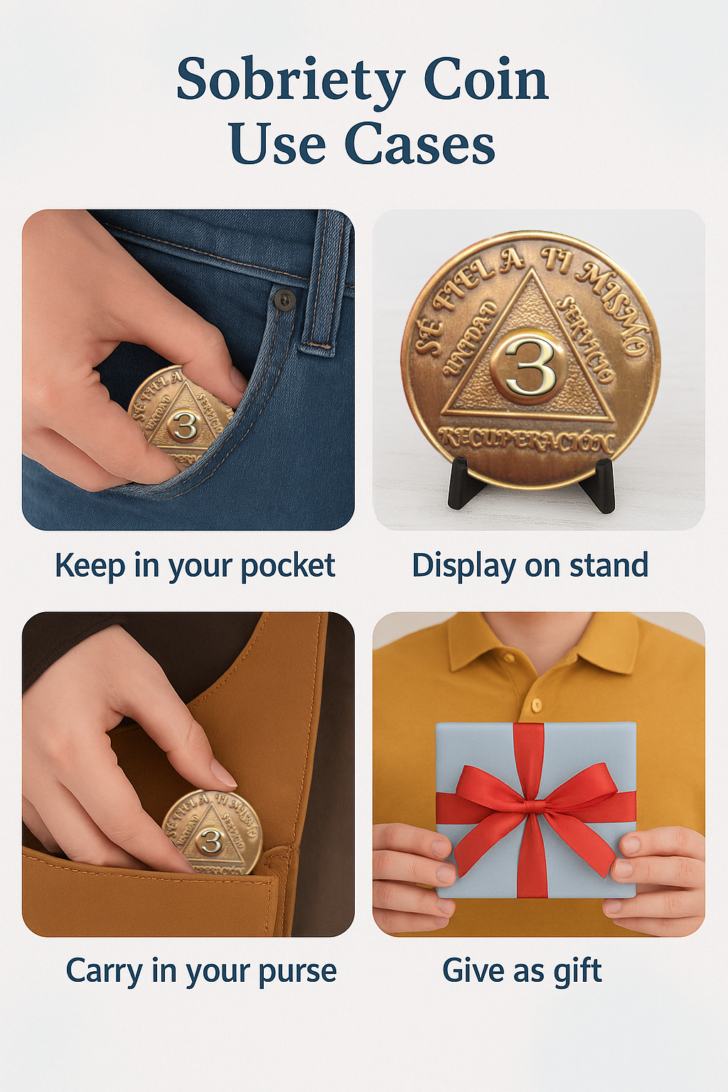 Spanish Foreign Sobriety Coin | Traditional Numbers | AA Recovery Medallion