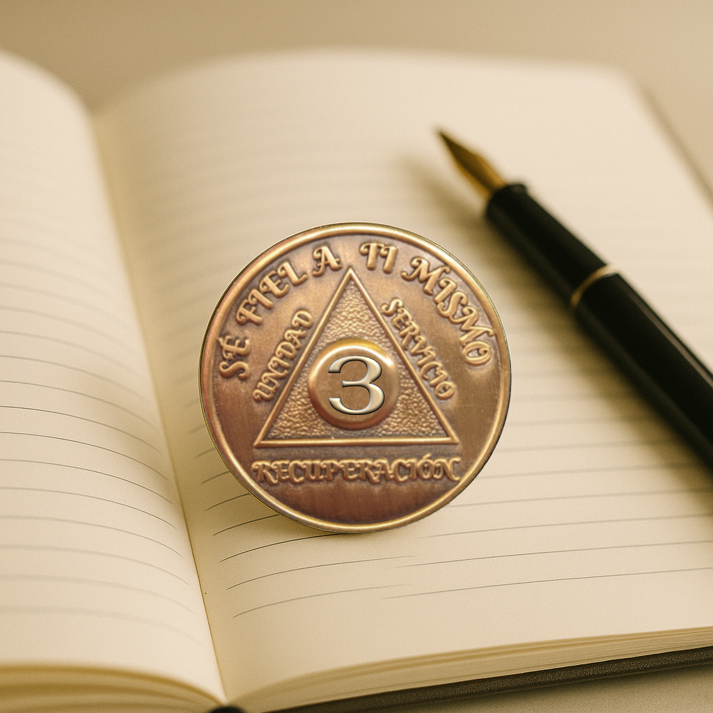 Spanish Foreign Sobriety Coin | Traditional Numbers | AA Recovery Medallion