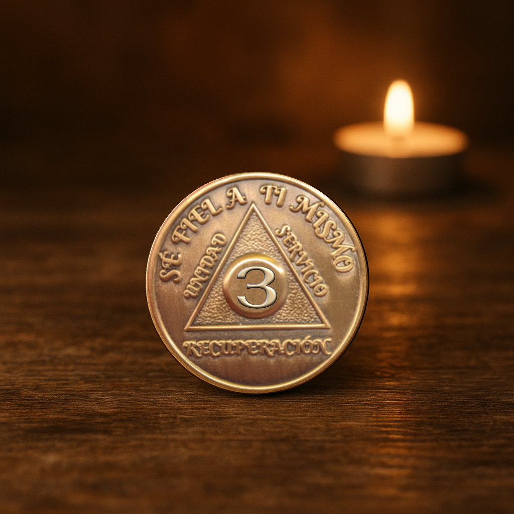 Spanish Foreign Sobriety Coin | Traditional Numbers | AA Recovery Medallion