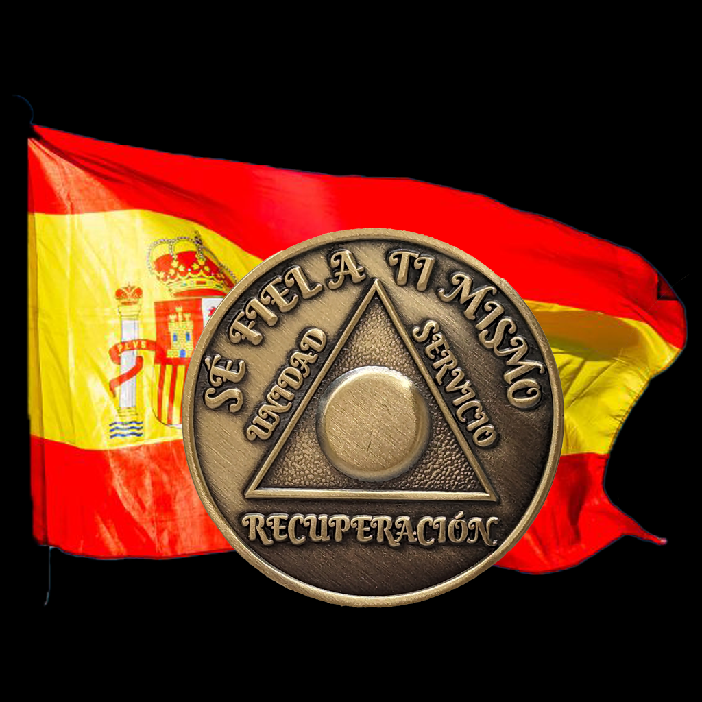 Spanish Sobriety Coin | 1-60 Years Engraved in Regular Numbers | AA Recovery Medallion