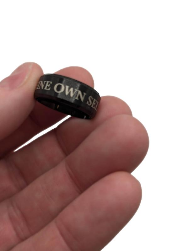 To Thine Own Self Be True Ring – Matte Black Stainless Steel Recovery Band