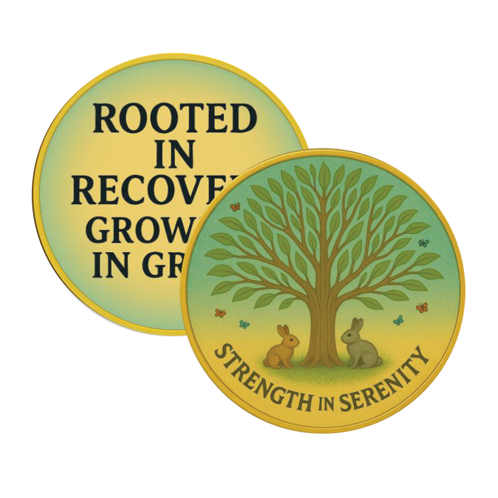 Tree of Life AA Recovery Chip – “Strength in Serenity” & “Rooted in Recovery” Double-Sided Token
