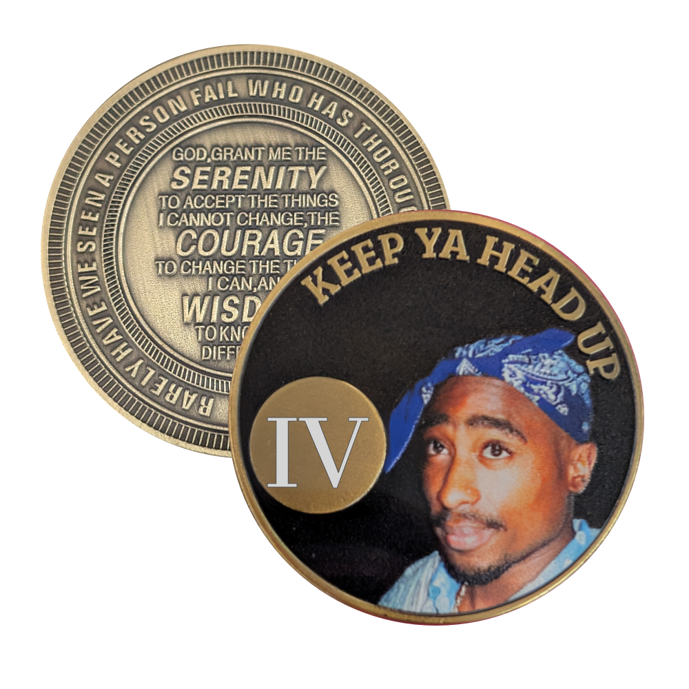 Tupac AA Recovery Medallion..Keep Ya Head Up – Custom Engraving Available on Back