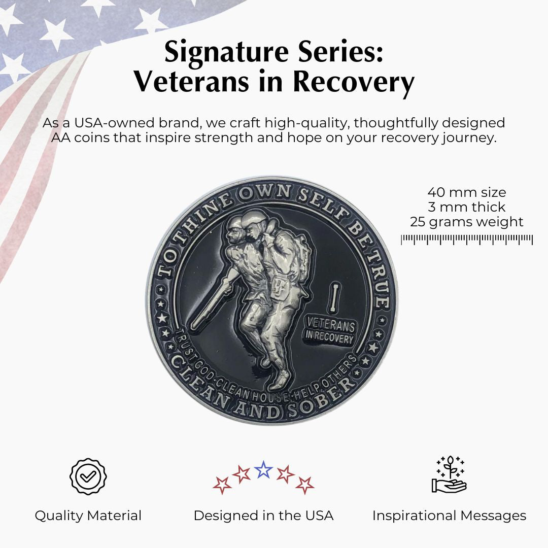 Veterans in Recovery AA Coin 1-60yrs Sobriety Chip