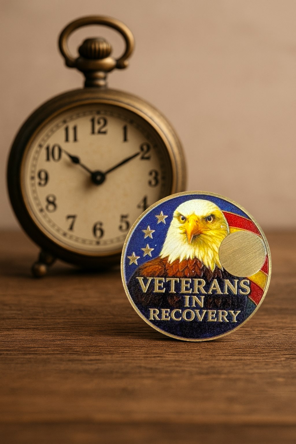 Veterans in Recovery Eagle Sobriety Coin Custom AA Recovery Medallion (1–60 Years)