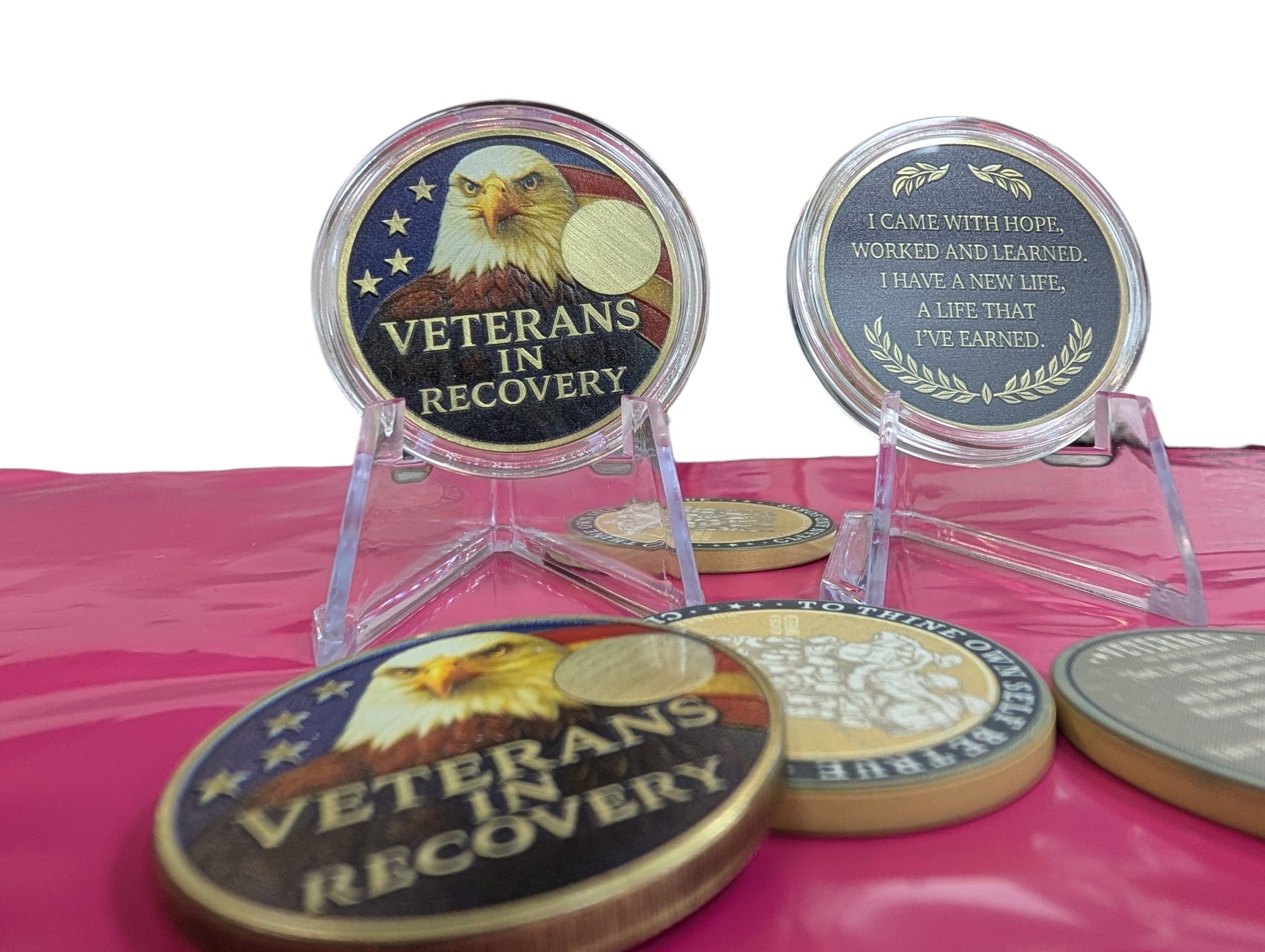 Veterans in Recovery Eagle Sobriety Coin Custom AA Recovery Medallion (1–60 Years)