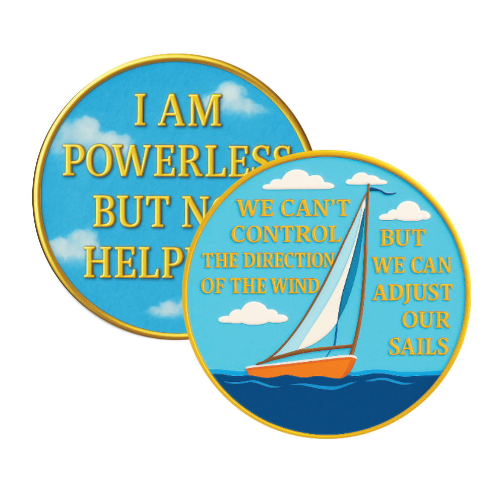 We Can’t Control Wind AA Chip – Double-Sided Wendell-Inspired Sobriety Token