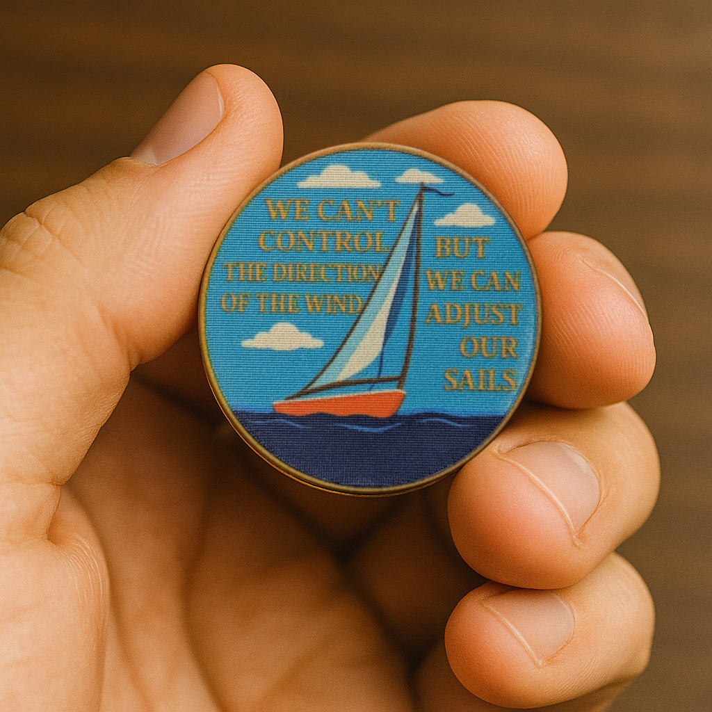 We Can’t Control Wind AA Chip – Double-Sided Wendell-Inspired Sobriety Token