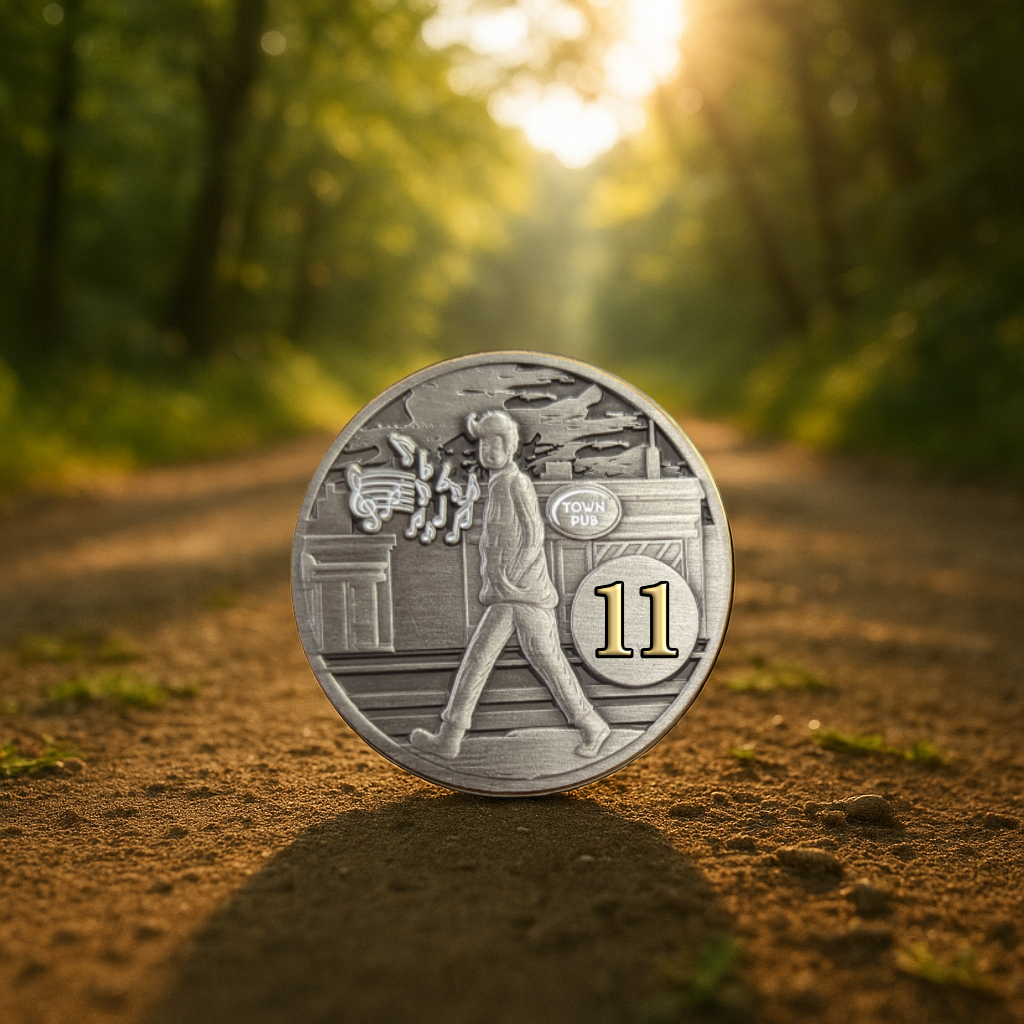 Whistling in the Dark AA Medallion and Recovery Chip from p.152 AA Big Book