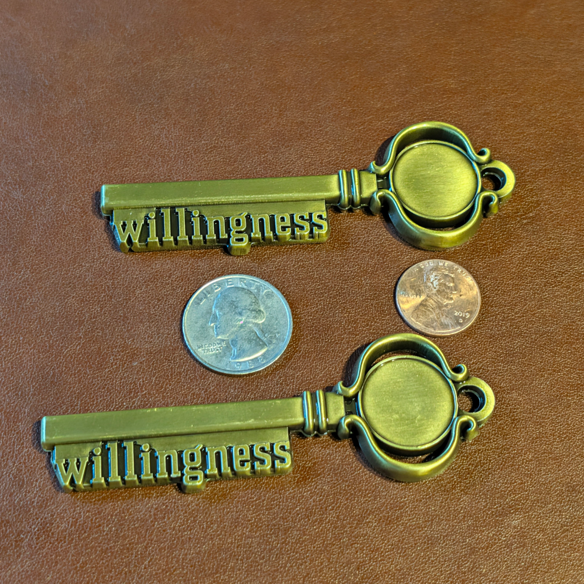 Personalized Willingness Key – Custom Engraved Sobriety Date, Name & Message | AA Recovery Gift