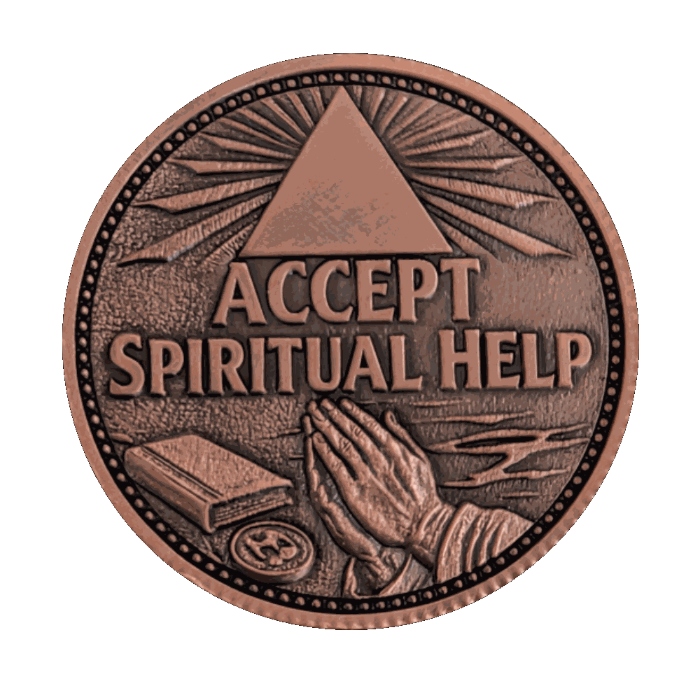 AA Decision Coin – Bitter End vs Accept Spiritual Help – Custom Year Copper Sobriety Coin