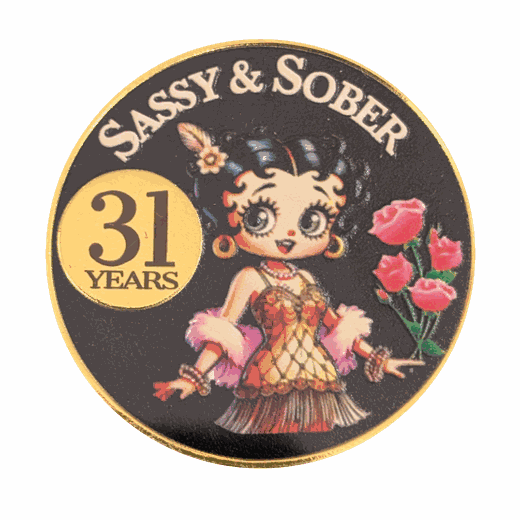 Betty Boop Style AA Sobriety Coin – Celebrate Every Milestone