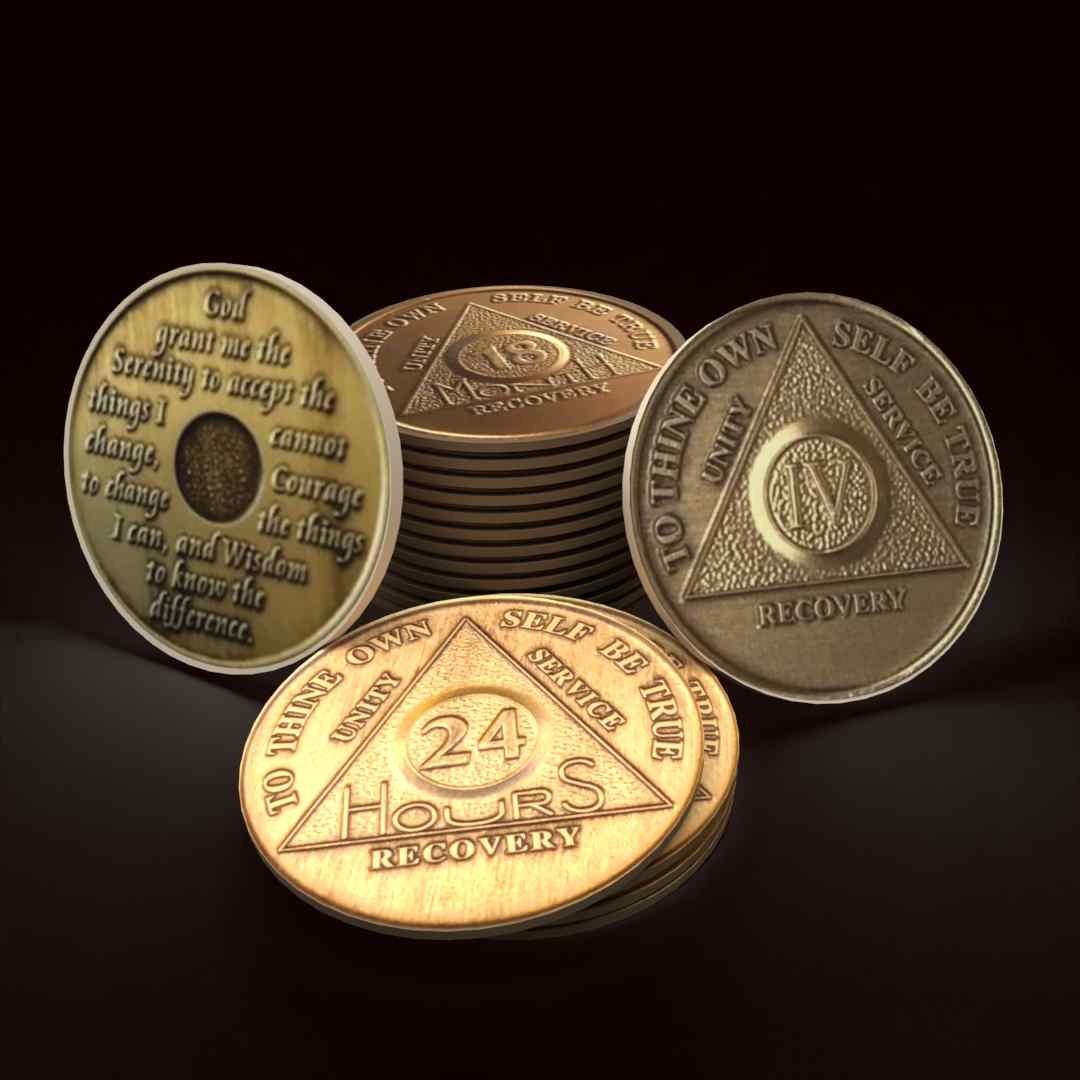 Bronze AA Coin 24hr-60yrs Sobriety Chip