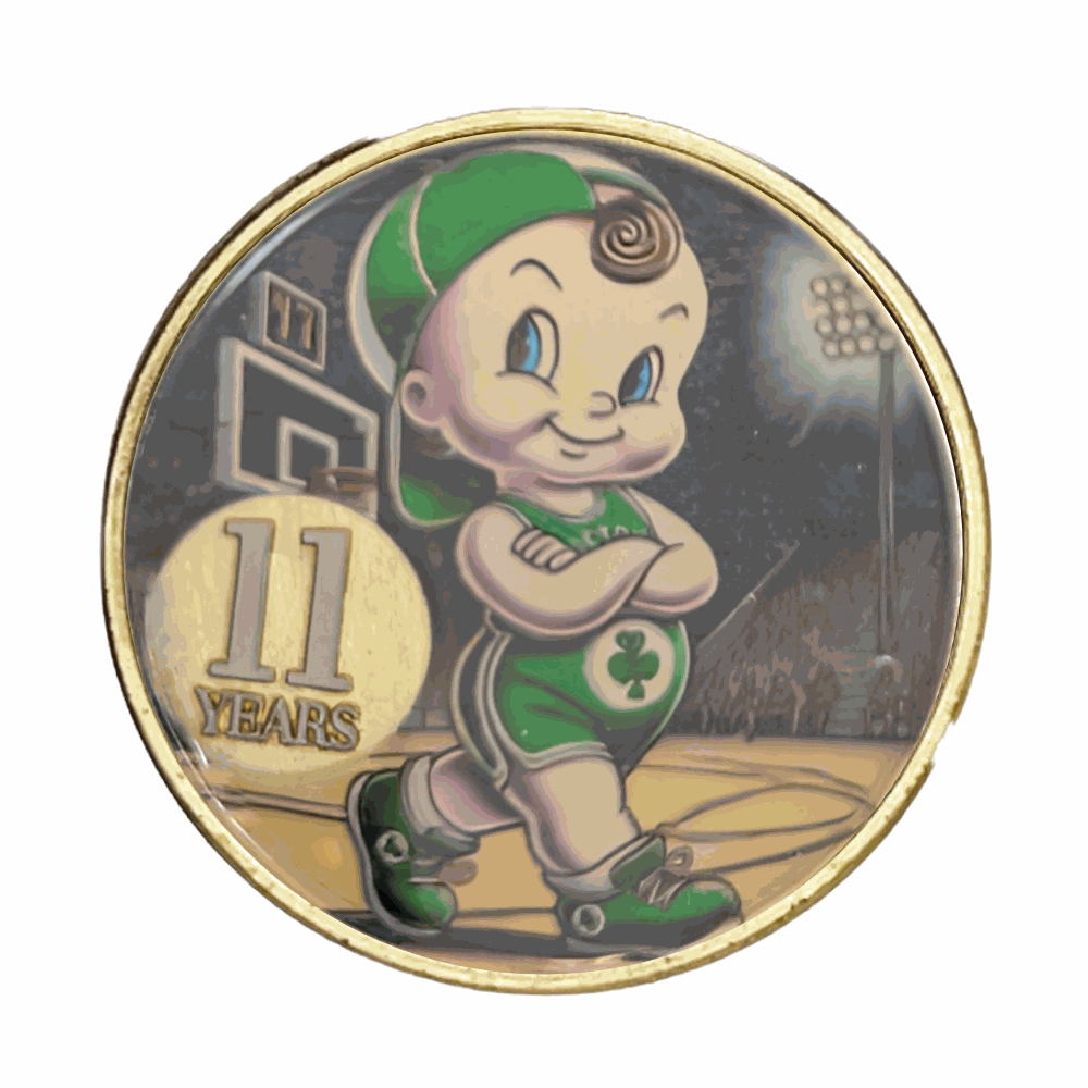 Kewpie Celtics Medallion with Serenity Prayer – Add Your Year