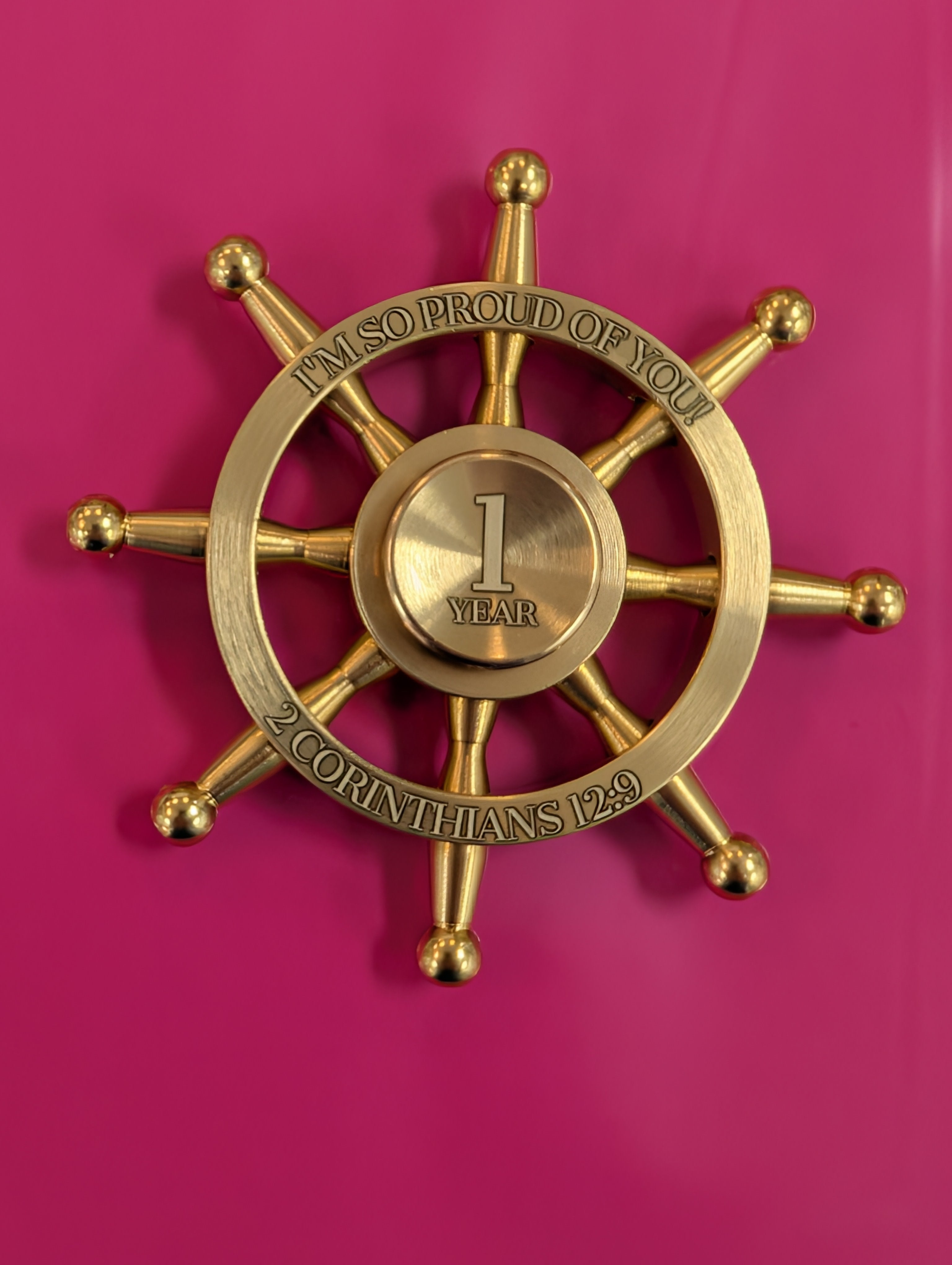 Custom AA Captain's Wheel Fidget Spinner - Unique Sobriety Anniversary Gift with Engraving