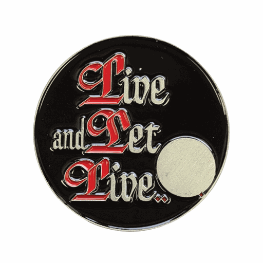 Live and Let Live Sobriety Coin – AA Slogan with Optional Serenity Prayer or Custom Back