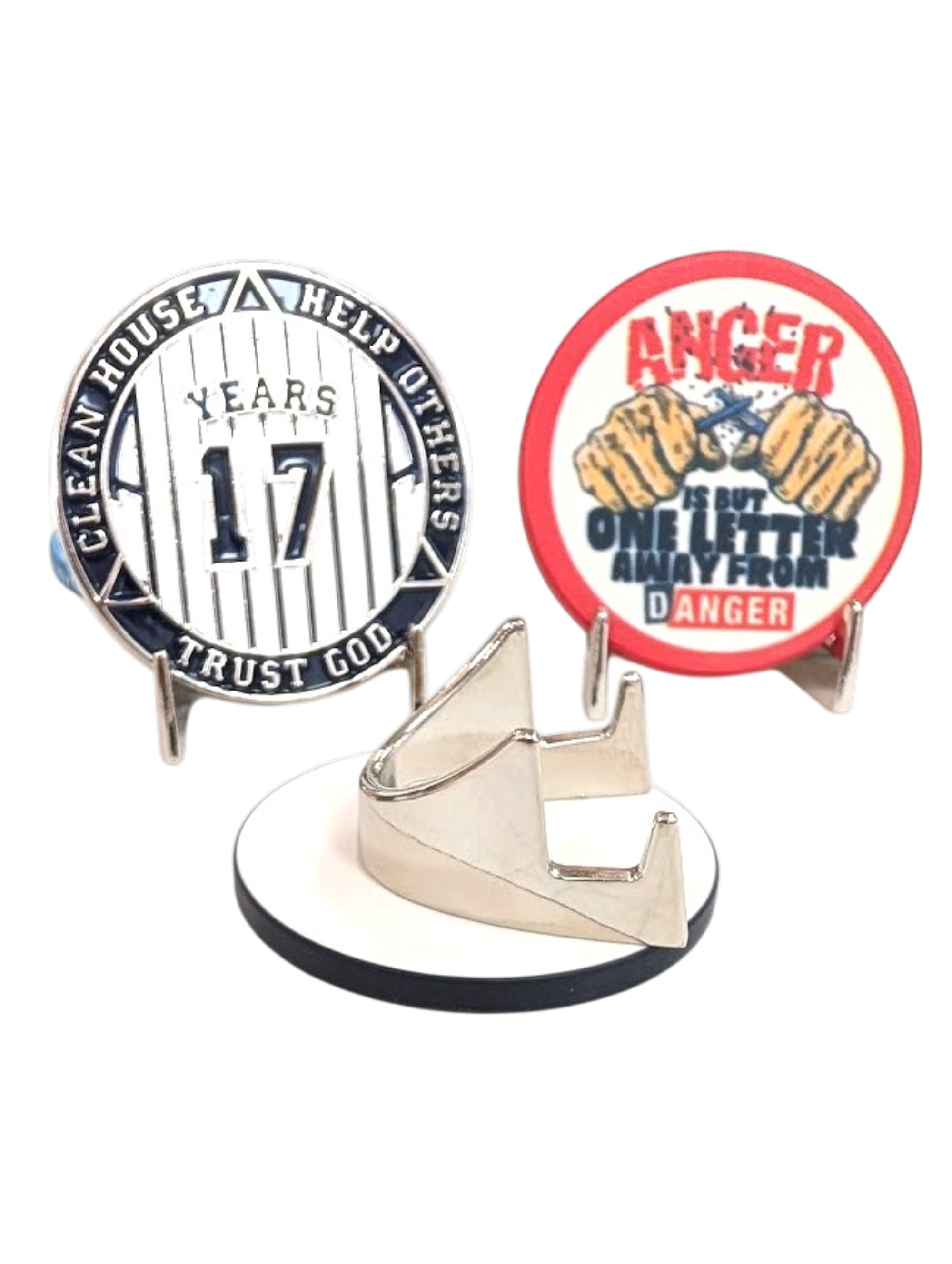 Metal Recovery Chip Display Stand for AA Sobriety Chips and Coins