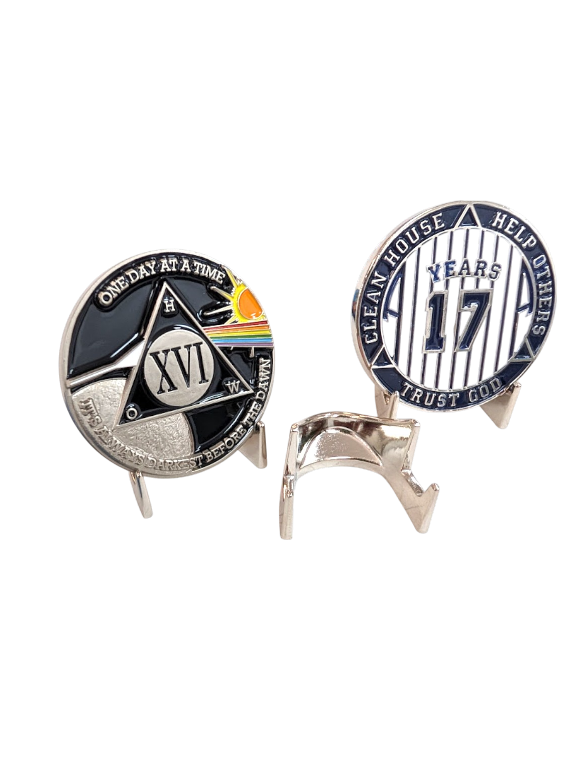 Metal Recovery Chip Display Stand for AA Sobriety Chips and Coins