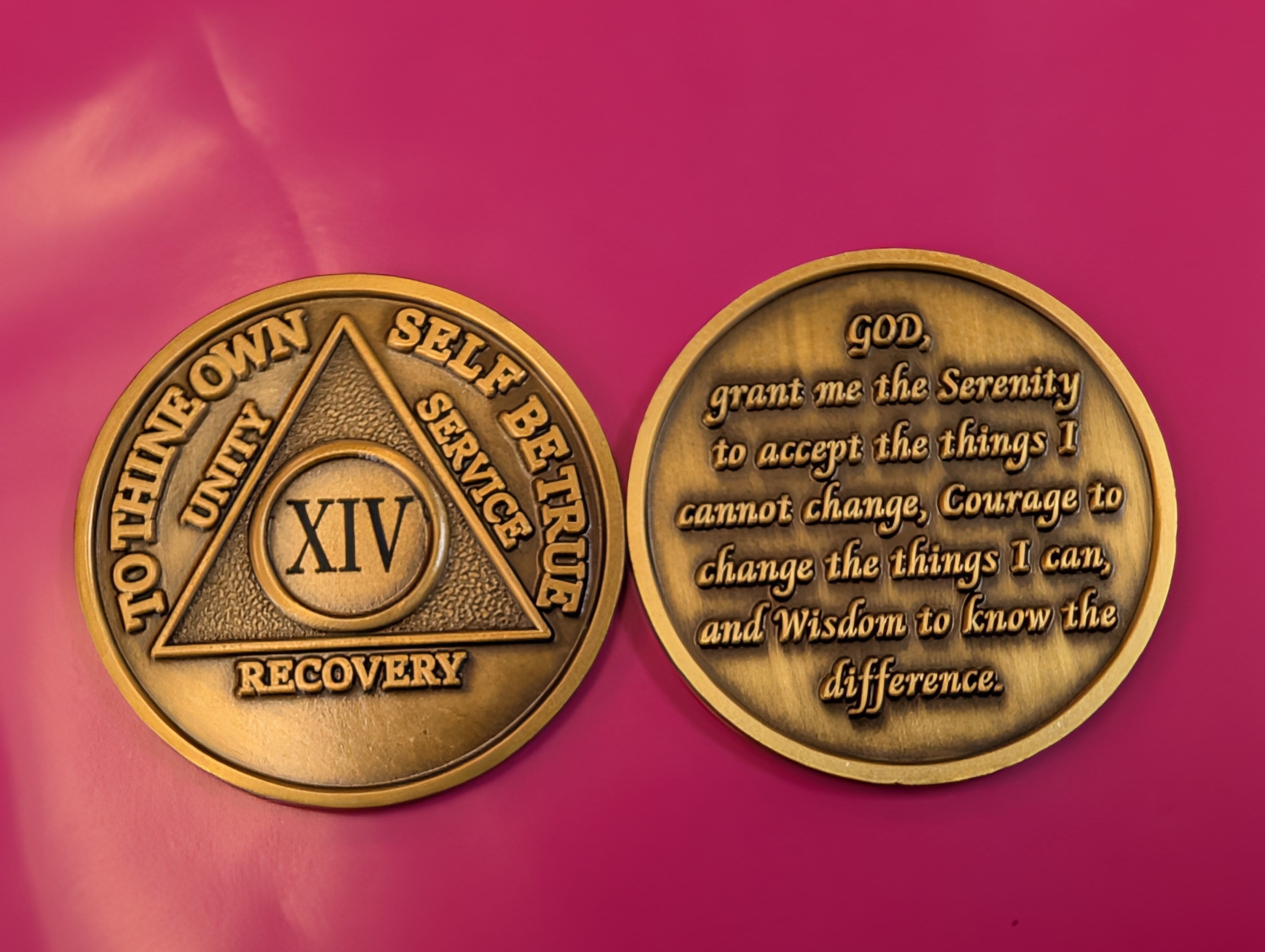 Personalized Bronze AA Sobriety Medallion | Custom Name & Sobriety Date Available