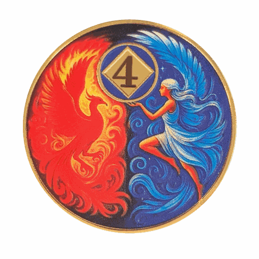 Phoenix & Angel NA Recovery Coin – Custom Sobriety Year Medallion