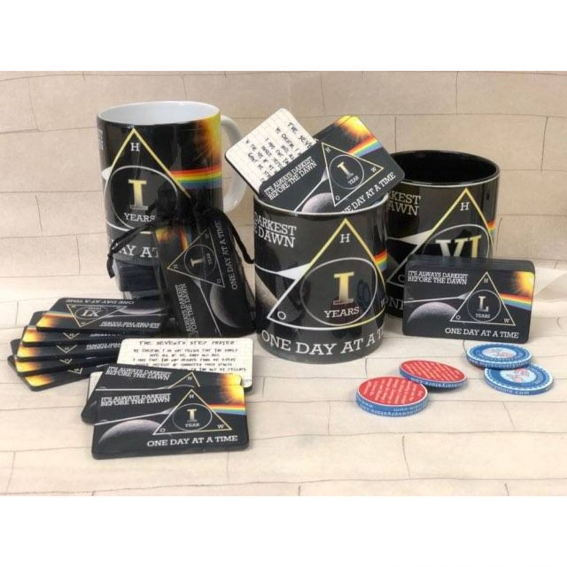 3-Pack Dark Side Moon AA Rectangular Chips: Select Any 3 Years, 1-50 Years Sobriety