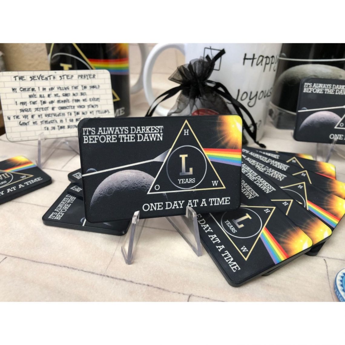 3-Pack Dark Side Moon AA Rectangular Chips: Select Any 3 Years, 1-50 Years Sobriety