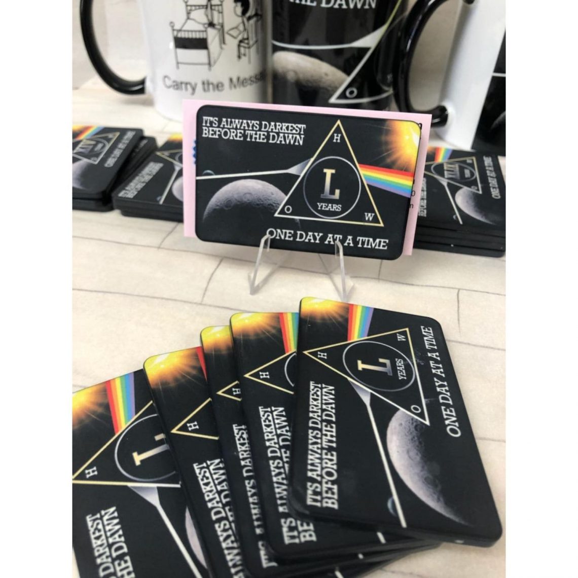 3-Pack Dark Side Moon AA Rectangular Chips: Select Any 3 Years, 1-50 Years Sobriety