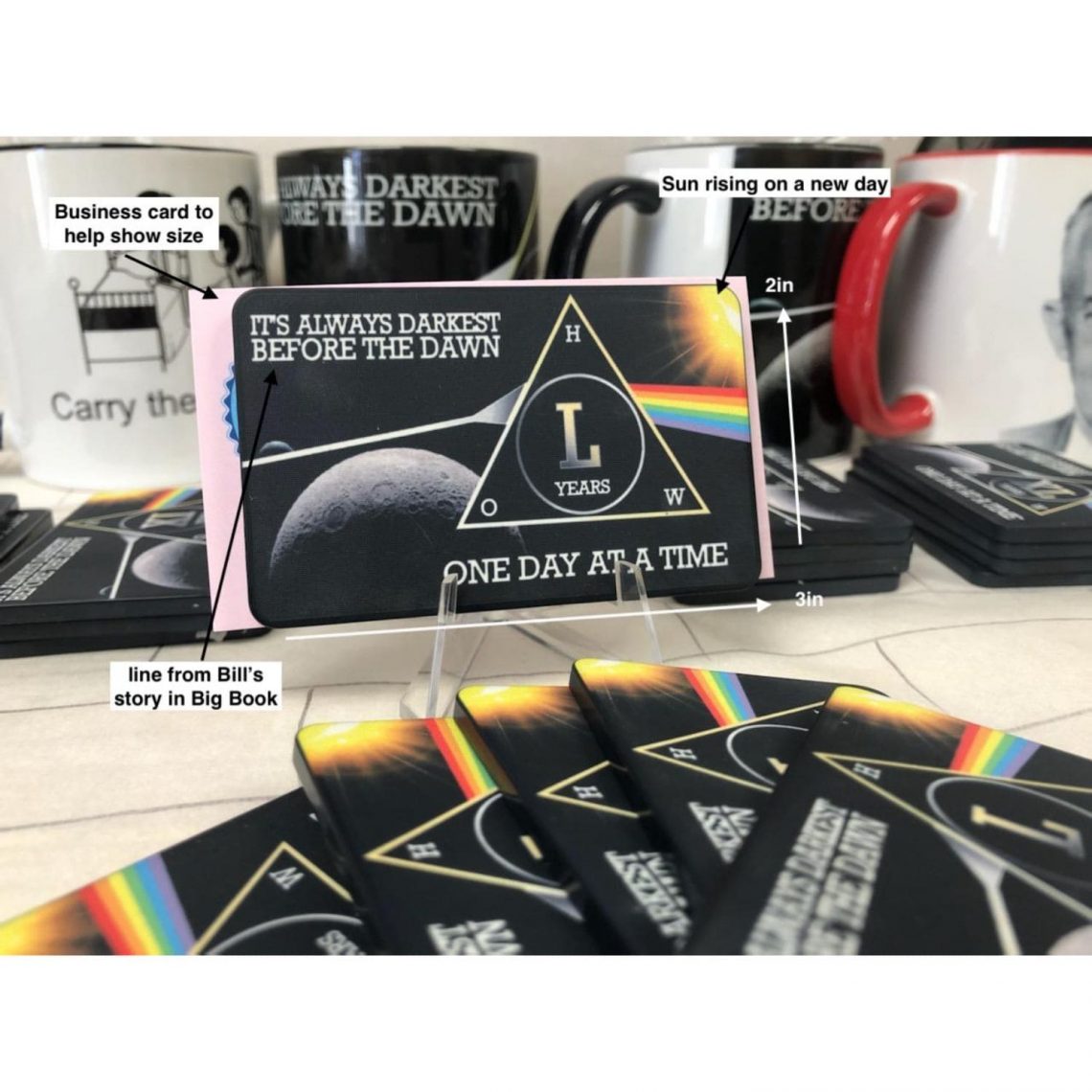 3-Pack Dark Side Moon AA Rectangular Chips: Select Any 3 Years, 1-50 Years Sobriety