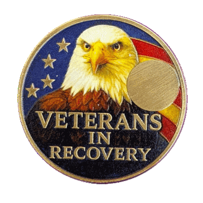 Veterans in Recovery Eagle Sobriety Coin Custom AA Recovery Medallion (1–60 Years)