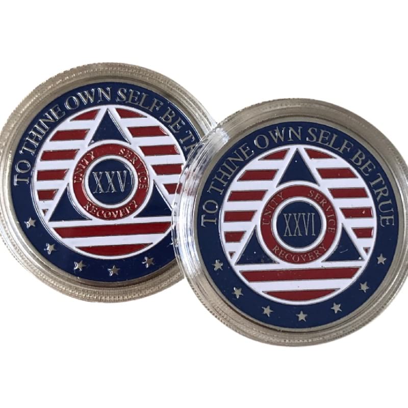 Patriotic AA Coin 1-50yrs Sobriety Chip