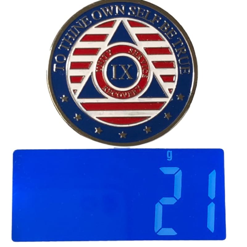 Patriotic AA Coin 1-50yrs Sobriety Chip