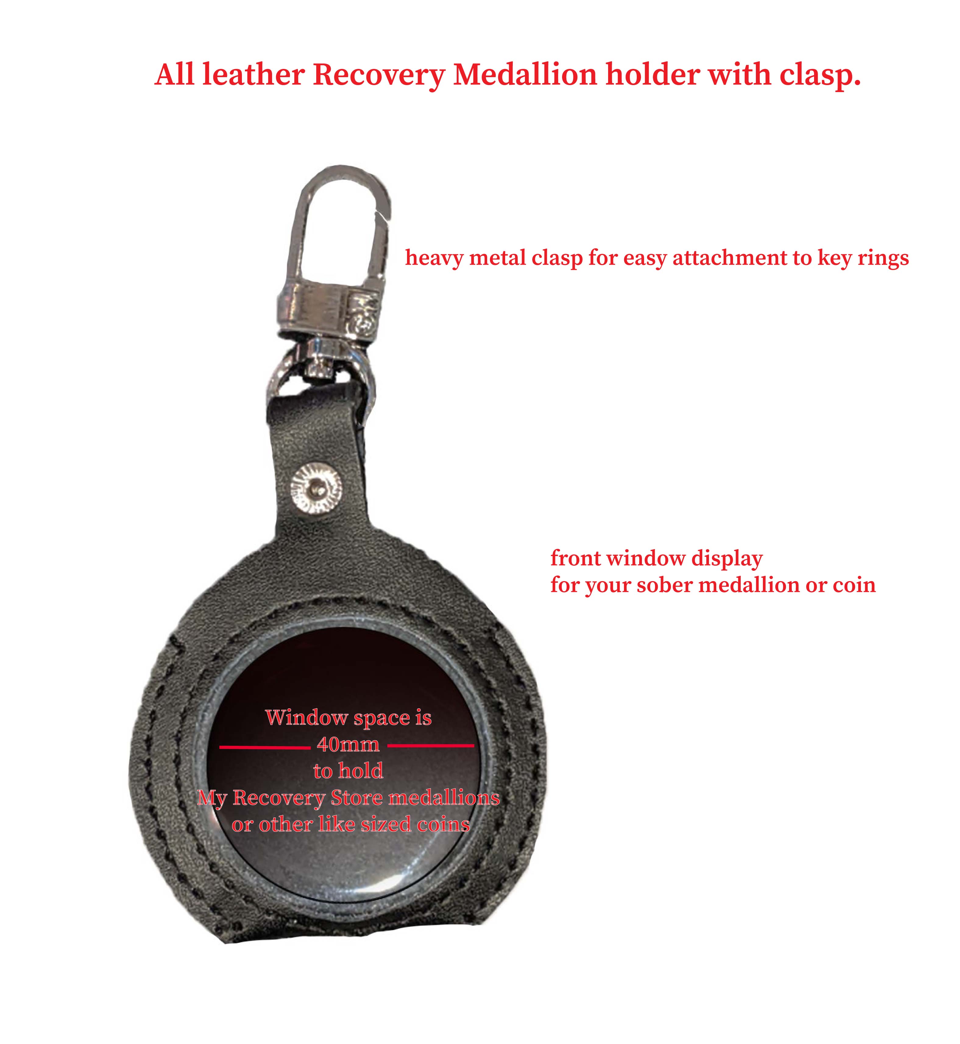AA Coin Leather Keychain Holder for Sobriety Tokens