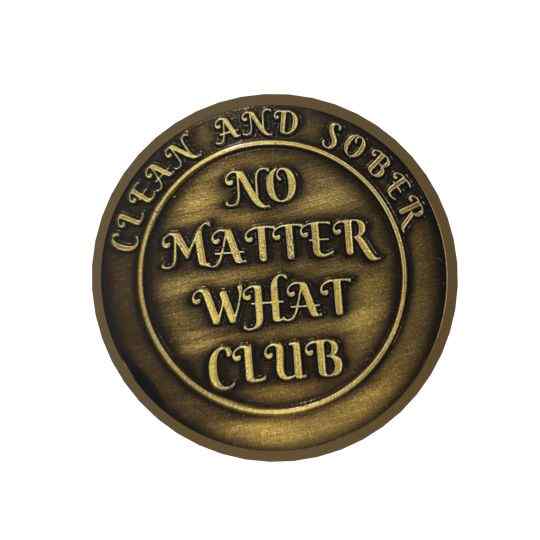 No Matter What Club AA Medallion 24hrs-11 Months Sobriety Chip W/ Gift Box