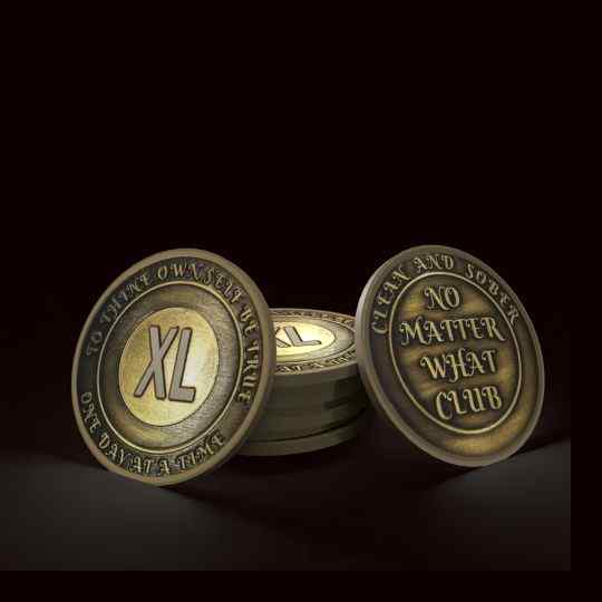 No Matter What Club AA Medallion 24hrs-60yrs Sobriety Chip W/ Gift Box